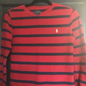 Boys Ralph Lauren V- Neck Long Sleeve Shirt